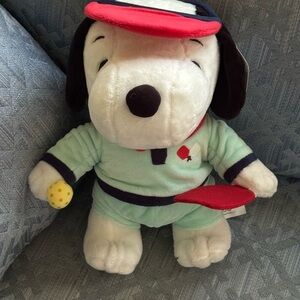 Peanuts Snoopy Pickleball Plush Toy with Red and White Outfit